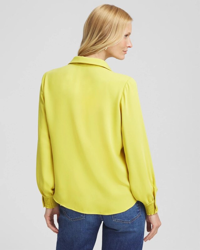 Satin Pleat Sleeve Shirt - image 3